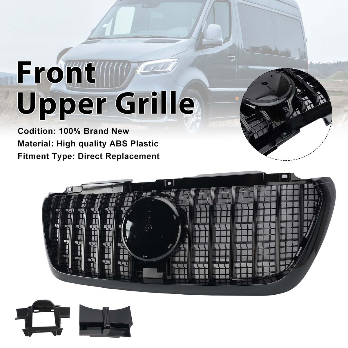 2018 Mercedes Benz Sprinter W907 W910 .02-2023 GTR Style GT-Style Front Bumper Grill Grille A 910 885 14 01 A 910 885 11 01 Generic