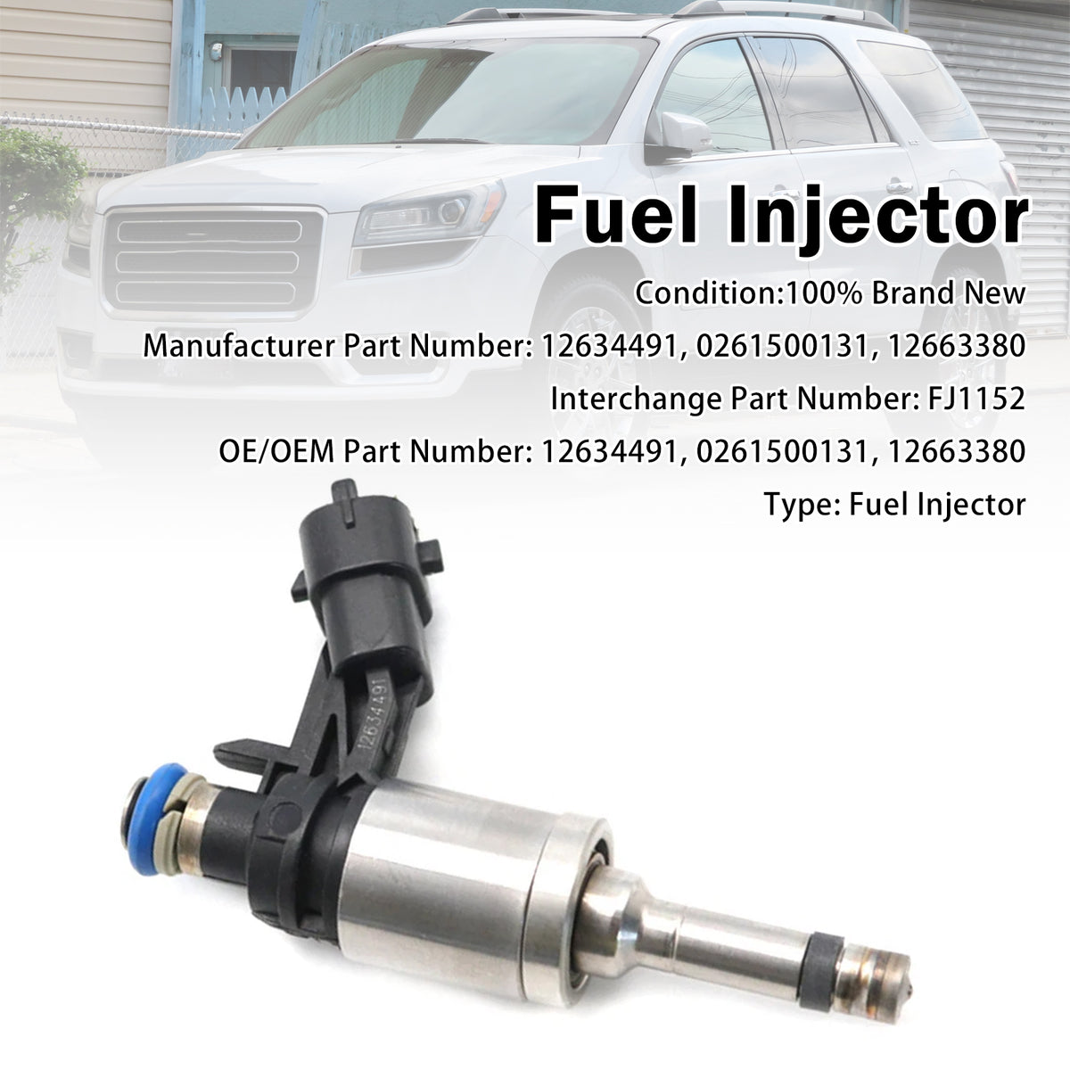 2012-2017 GMC Acadia 3.6L V6 1Pcs Fuel Injector 12634491 0261500131 Generic