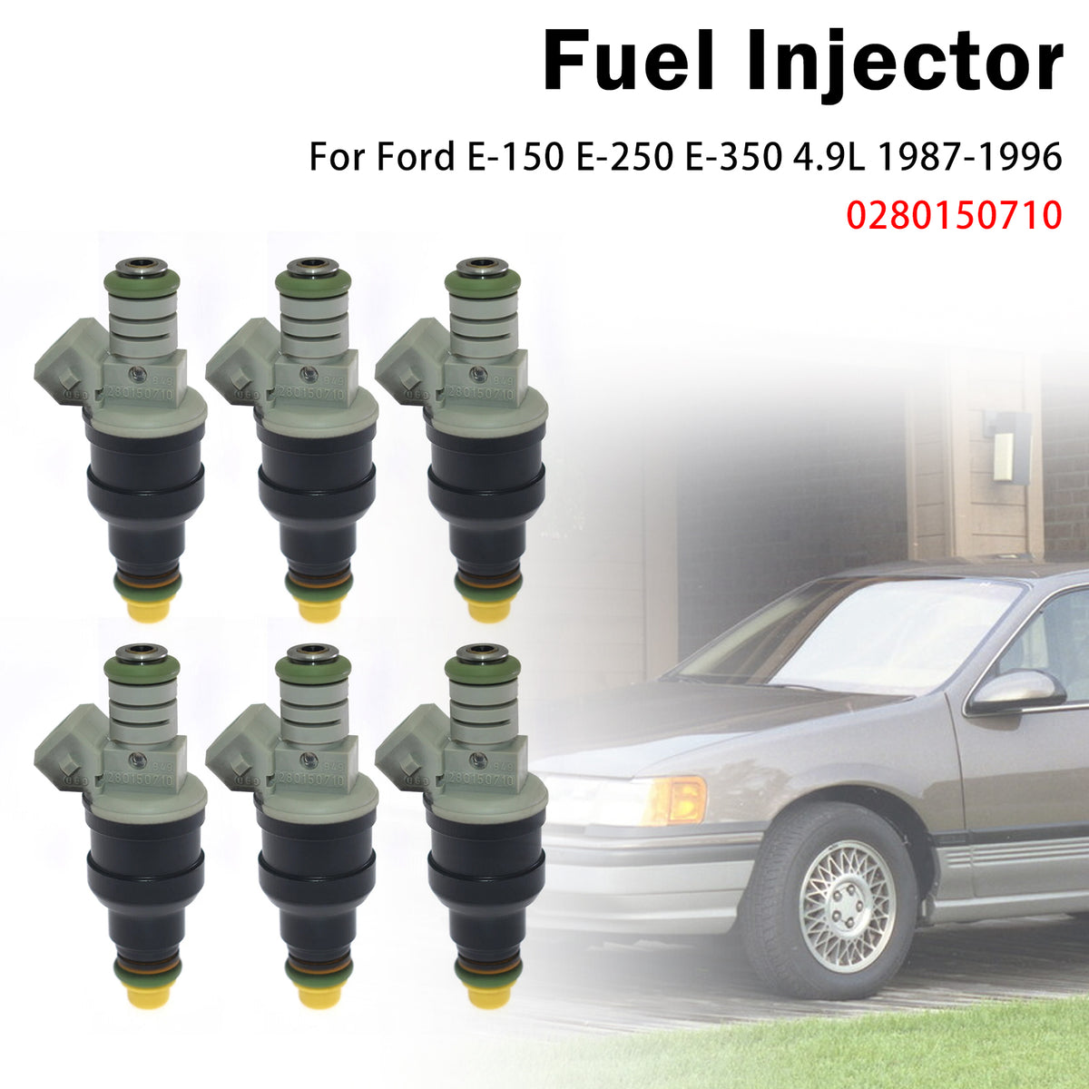 1994-1996 Mazda B3000 3.0L V6 6Pcs Fuel Injector 12351511 0280150710 Generic