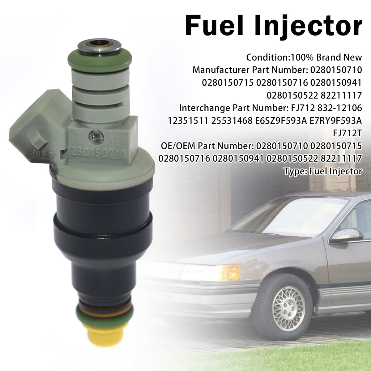 1987-1996 Ford E-150 Econoline 4.9L L6 1Pcs Fuel Injector 0280150522 E6SZ9F593A Generic