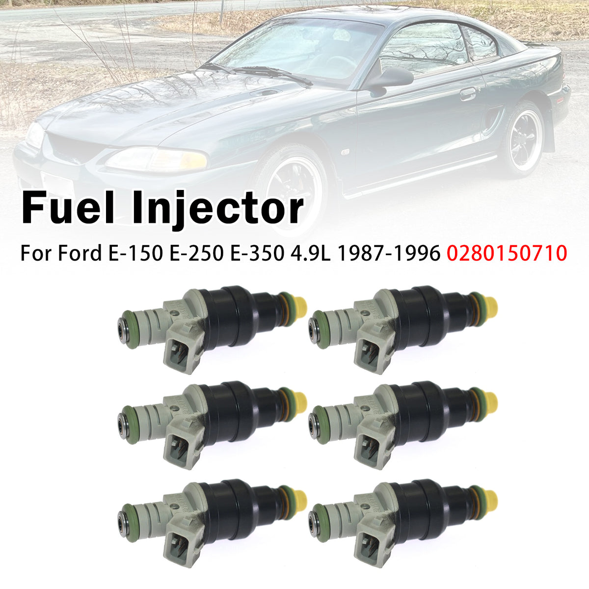 1987-1992 Ford Bronco 4.9L L6 6Pcs Fuel Injector 12351511 0280150710 Generic