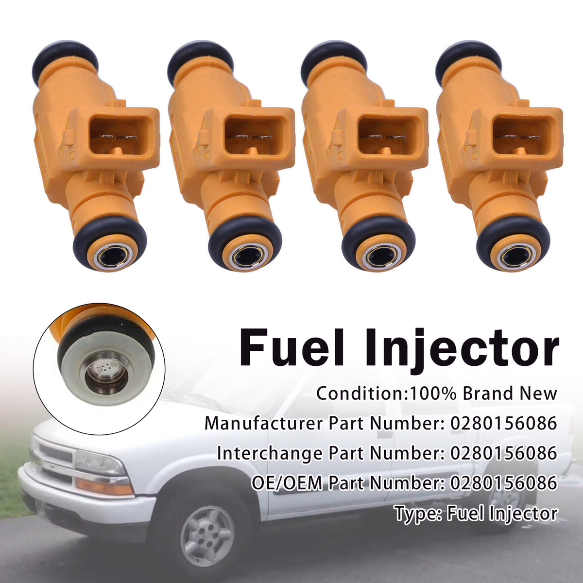 Chevrolet Vectra 2.0L 4Pcs Fuel Injector 0280156086 Generic