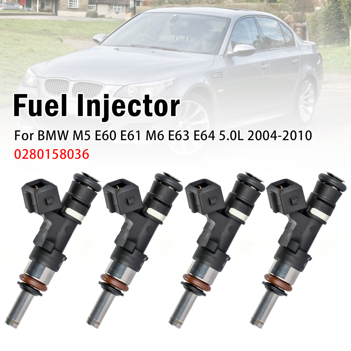 2006-2010 BMW 6 Series M6 Convertible E64 5.0L V10 4Pcs Fuel Injector 0280158036 13647834893 Generic