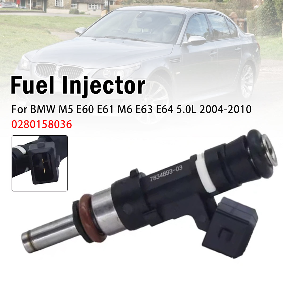 2005-2010 BMW 6 Series M6 E63 5.0L V10 1Pcs Fuel Injector 0280158036 13647834893 Generic