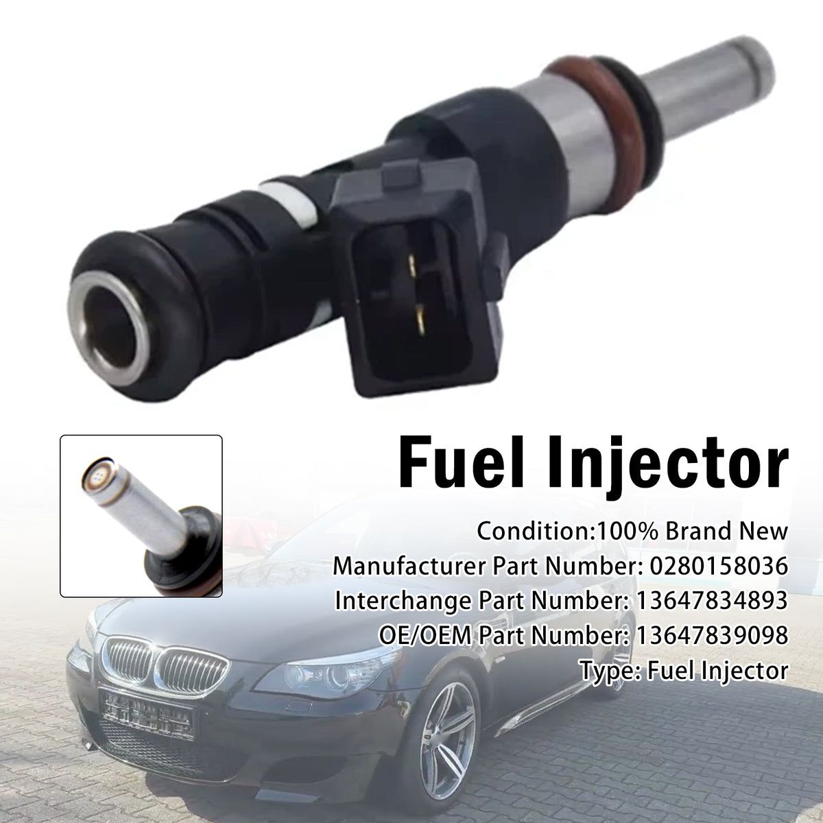 2006-2010 BMW 6 Series M6 Convertible E64 5.0L V10 1Pcs Fuel Injector 0280158036 13647834893 Generic