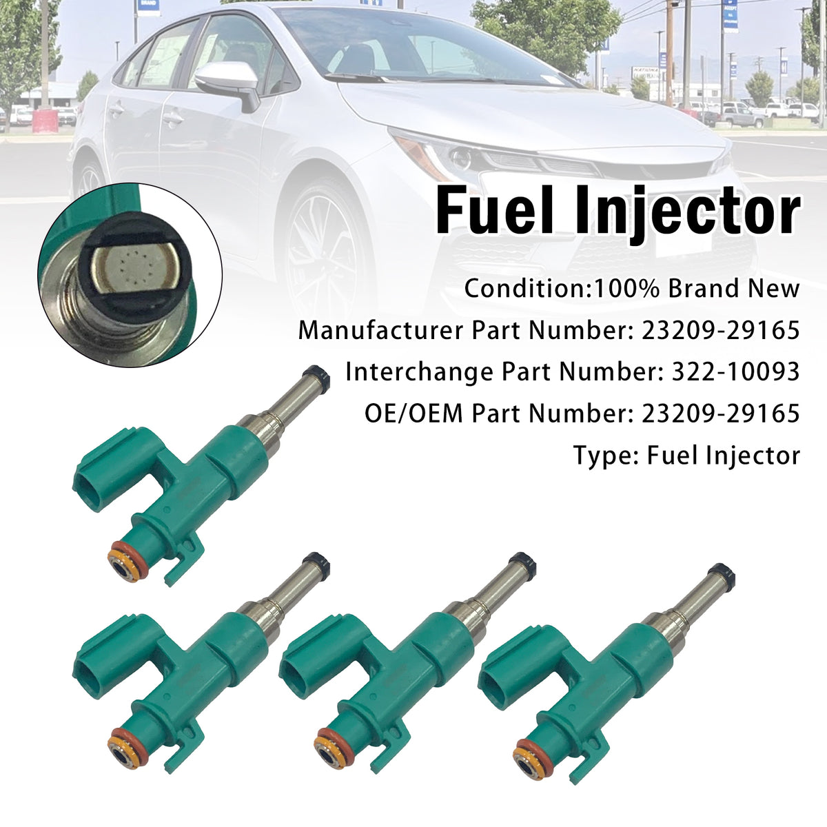 2019-2024 Toyota Corolla SE LE XSE 2.0L L4 4Pcs Fuel Injector 23209-29165 322-10093 Generic