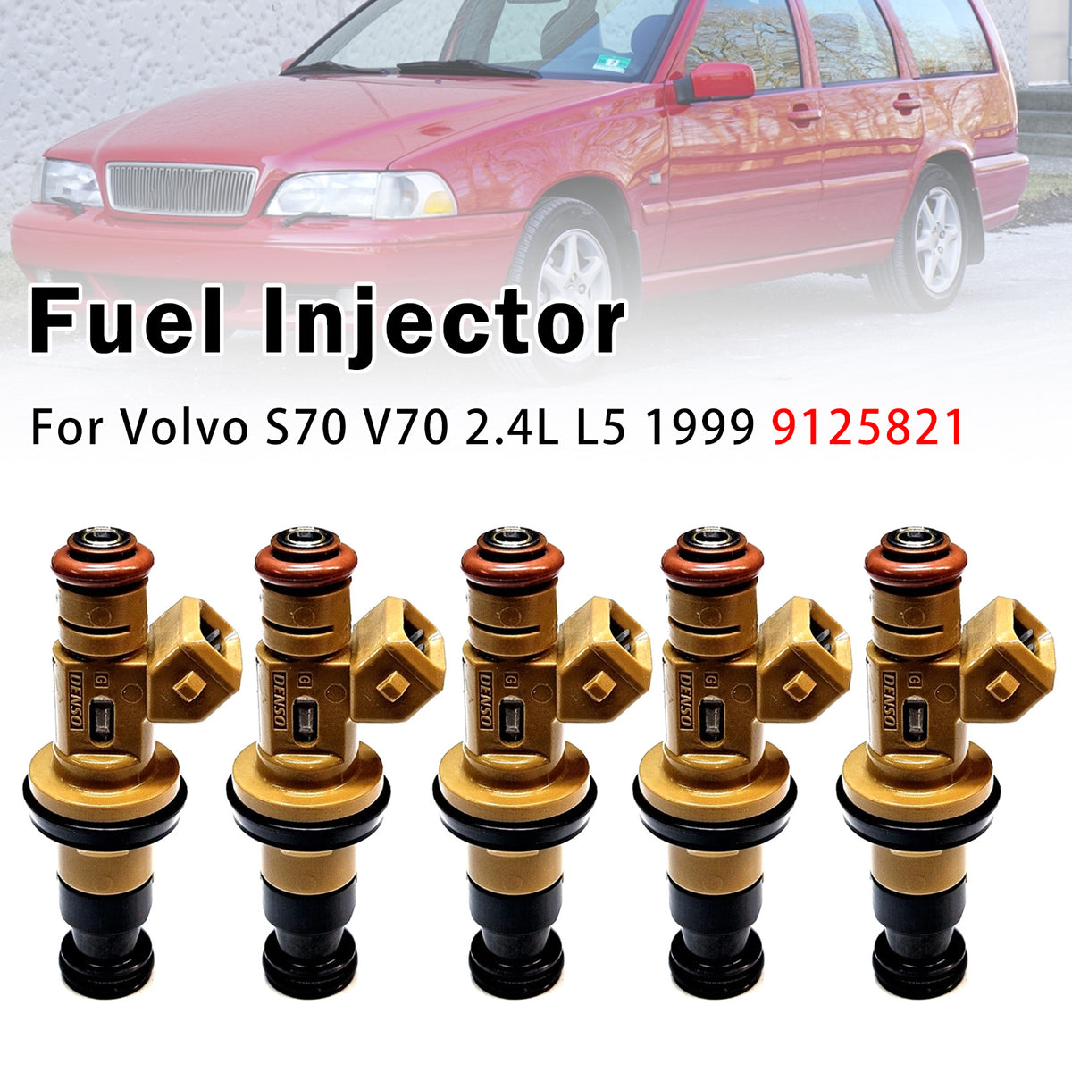 1999 Volvo V70 2.4L L5 5Pcs Fuel Injector 9125821 852-12180 Generic