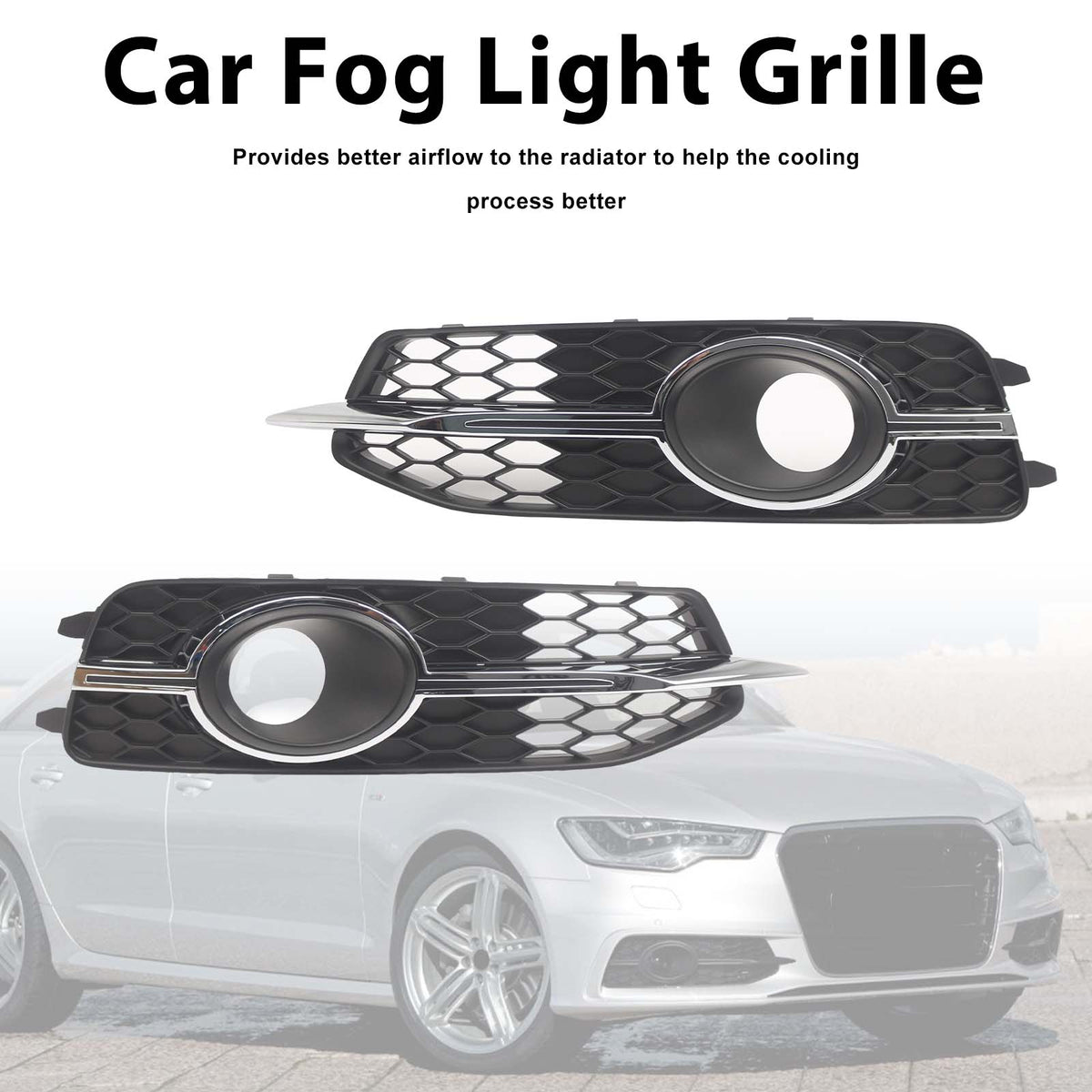 2012-2014 Audi A6 C7 S-Line 2PCS Car Front Bumper Fog Light Grille 4G0807681K 4G0807682E Generic