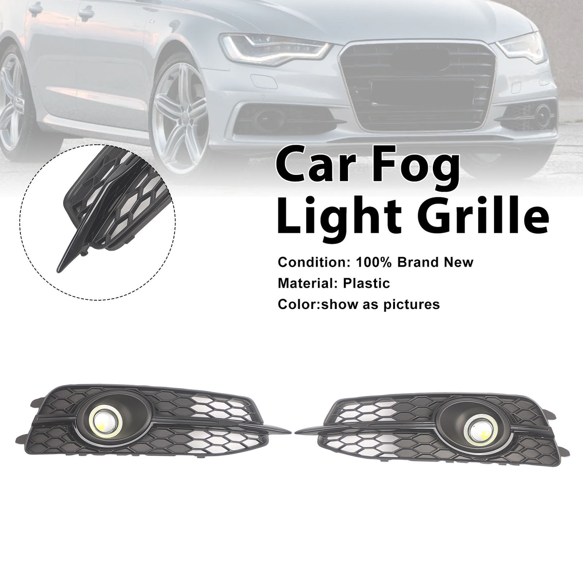 2012-2014 Audi A6 C7 S-Line 2PCS Car Front Bumper Fog Light Grille 4G0807681J 4G0807682J Generic