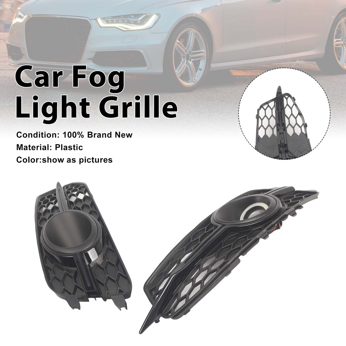 2012-2014 Audi A6 C7 S-Line 2PCS Car Front Bumper Fog Light Grille 4G0807681J 4G0807682J Generic