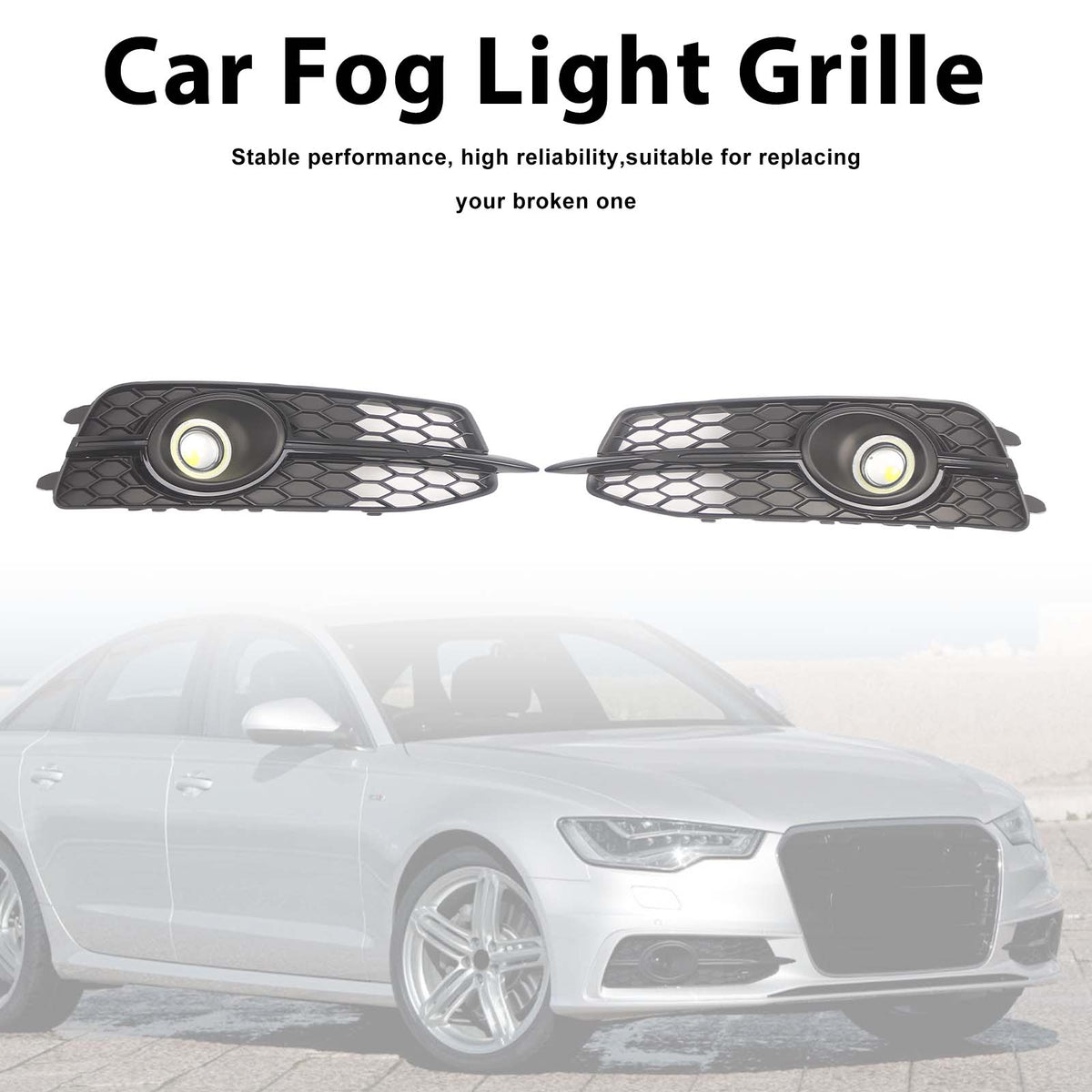 2012-2014 Audi A6 C7 S-Line 2PCS Car Front Bumper Fog Light Grille 4G0807681J 4G0807682J Generic