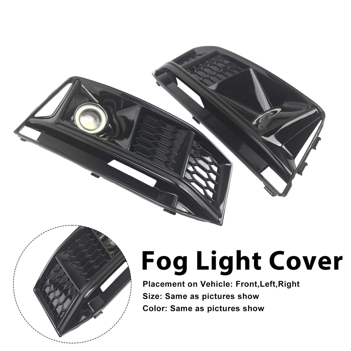 2016-2019 AUDI A4 B9 S-line S4 (8W) 2PCS Black Front Bumper Foglight Grille Grill 8W0807682K 8W0807681G Generic