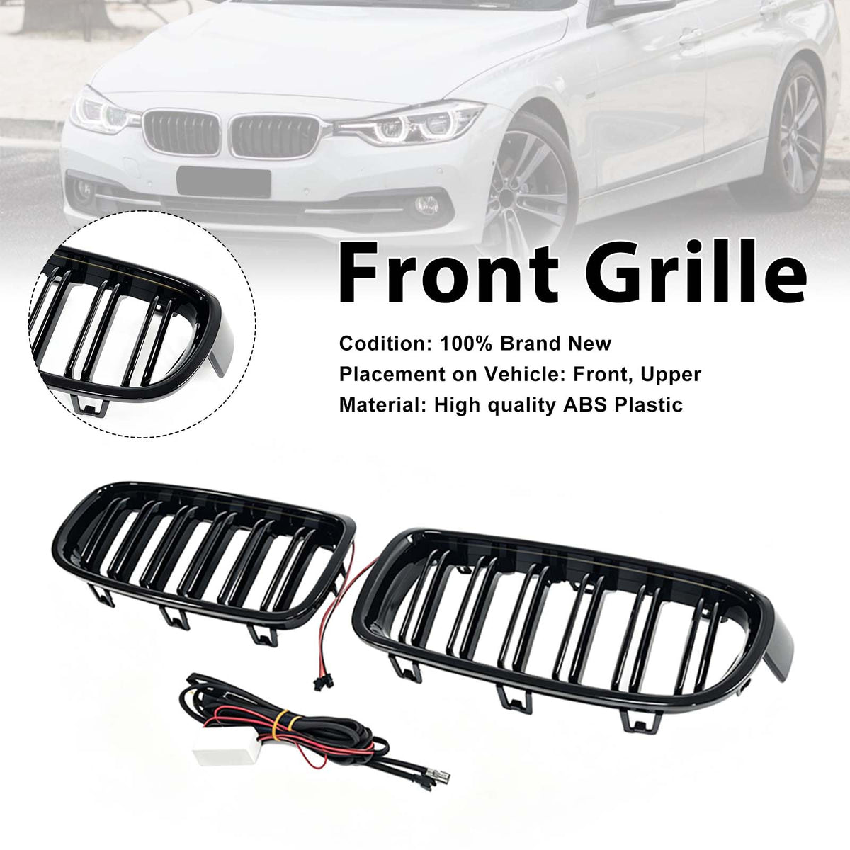 2012-2019 BMW 3-Series F31 Touring Double Slat Front Kidney Grille Grill 51137263481 51137263482 Generic