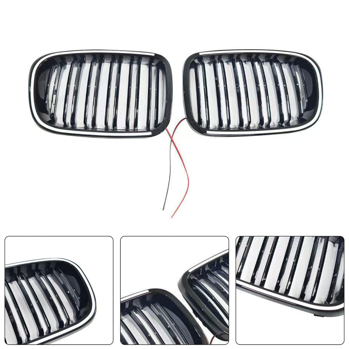 1999-2001 BMW 3 Series E46 4-Door Pre-LCI Black Front Bumper Grille W/LED Generic