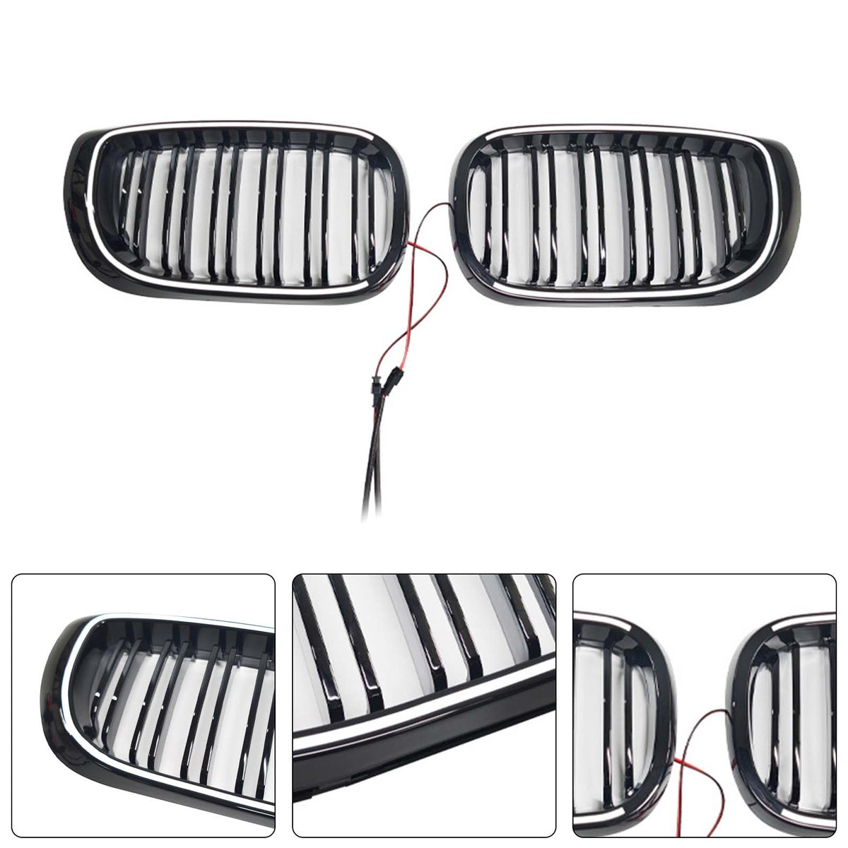 2002-2005 BMW 3 Series E46 4-Door LCI Black Front Bumper Grille W/LED Generic