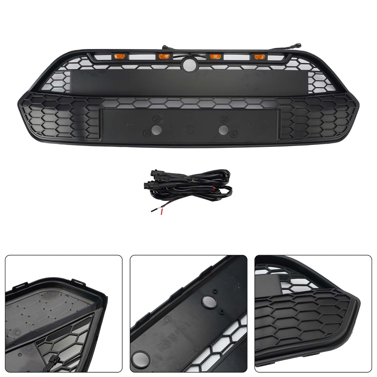 2013-2017 Ford Transit Custom Raptor Style (Doesn't MSRT Custom!!!) Matte Black Front Bumper Grille Grill W/LED Generic