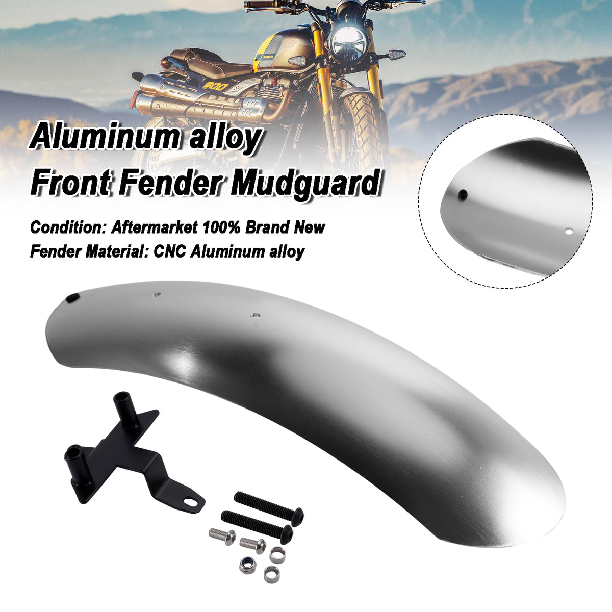 2026-2027 Triumph Street Scrambler 900 Extended Aluminum alloy Front Mudguard Silver Generic