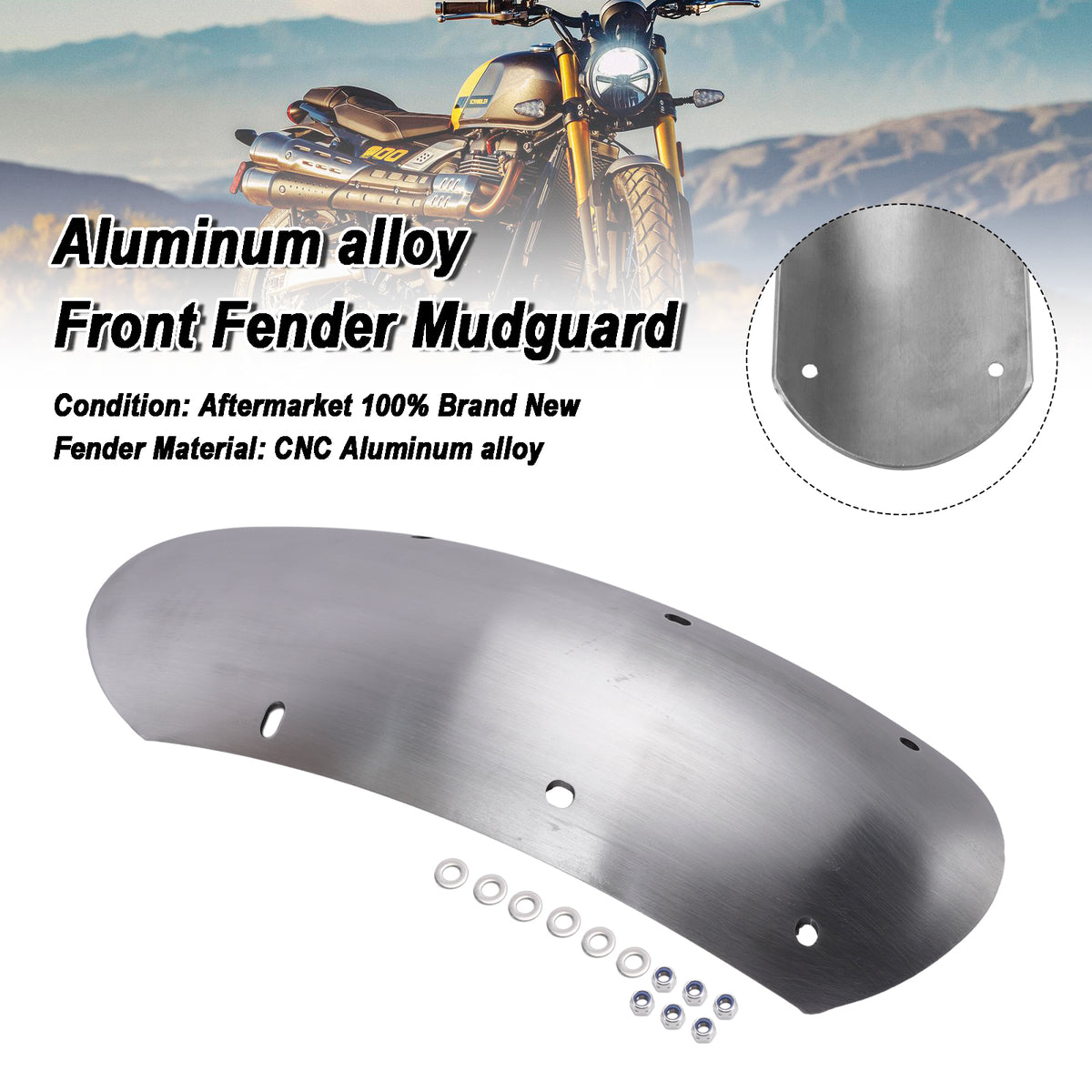 2026-2027 Triumph Street Scrambler 900 Aluminum alloy Front Mudguard Silver Generic