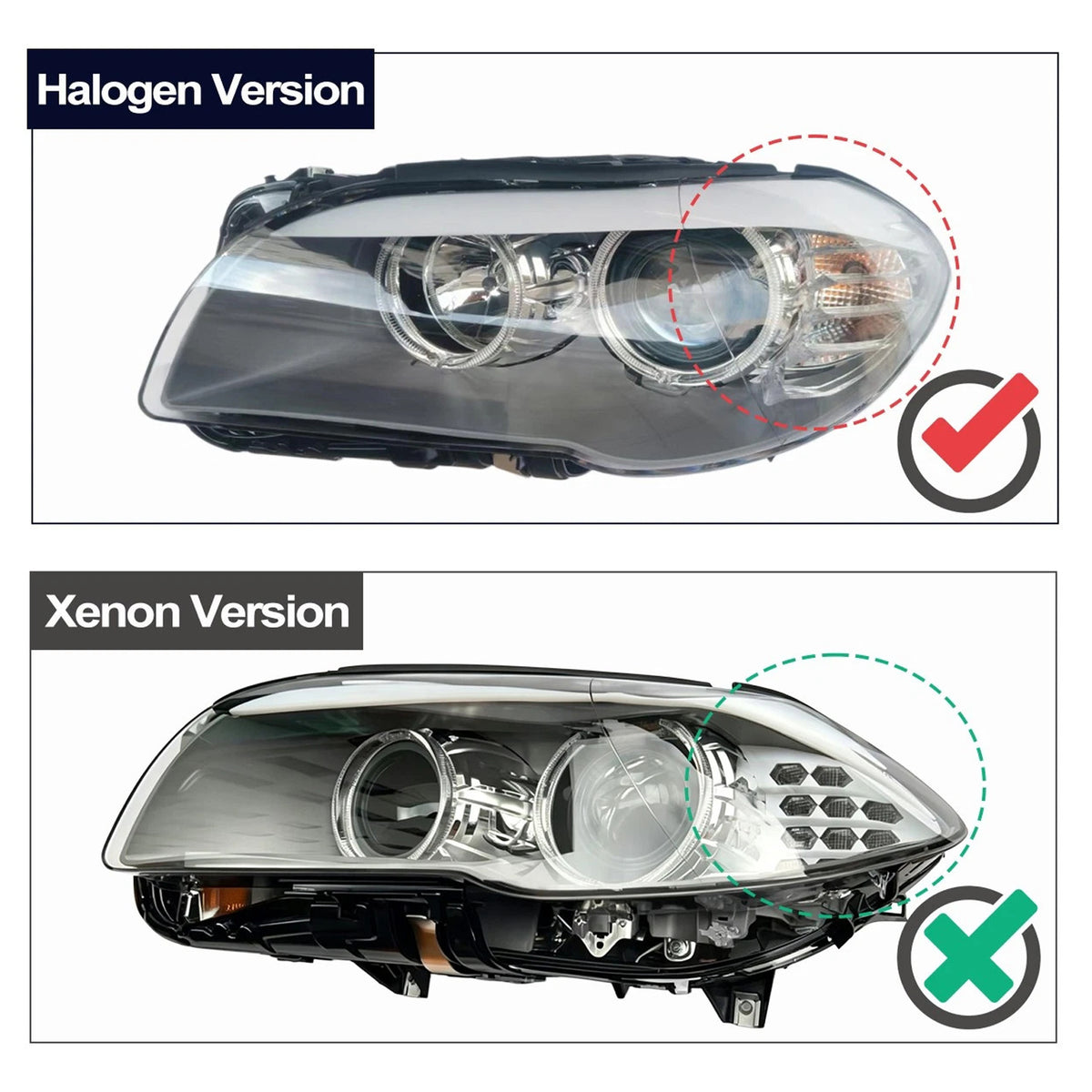 Saloon & Estate / Touring body styles Front Left+Right Halogen Headlight With LED DRL 63117203241 63117203242 Generic