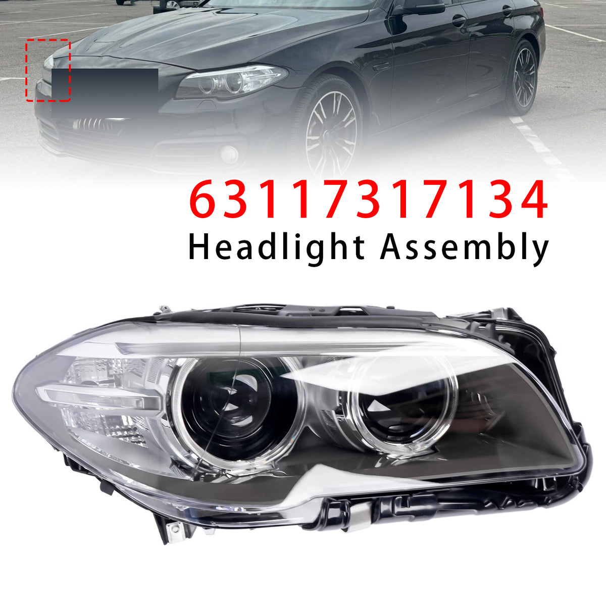 2013-2017 BMW 5 Series F10 F11 LCI Right Xenon Headlight Assembly 63117317134 7317134 Generic