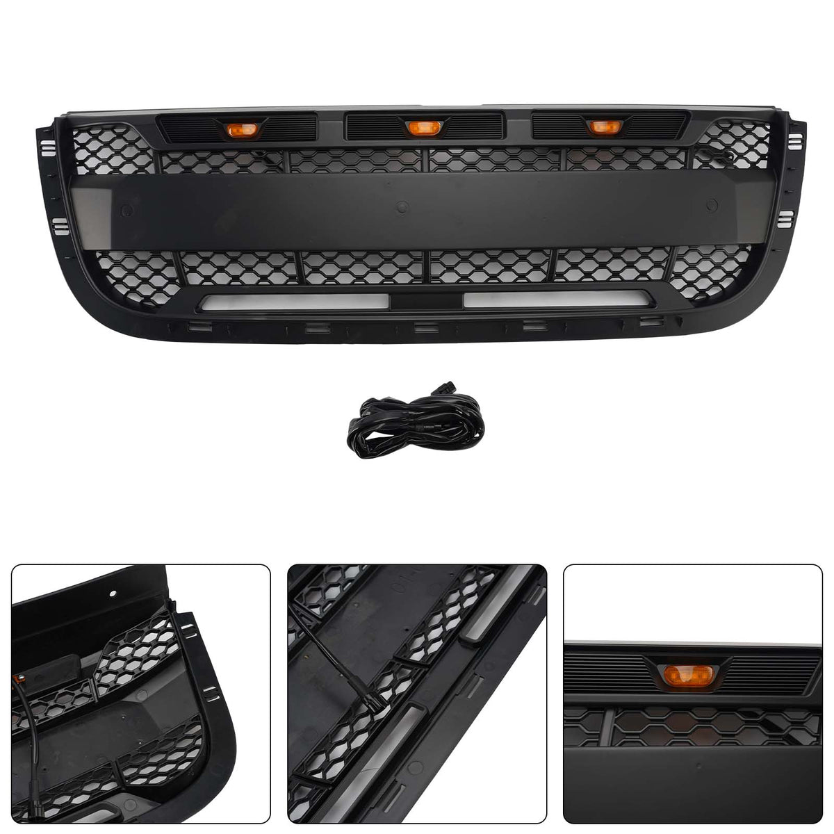 2001-2003 Ford Ranger With Led Light Matt Black Front Bumper Grill Grille Generic