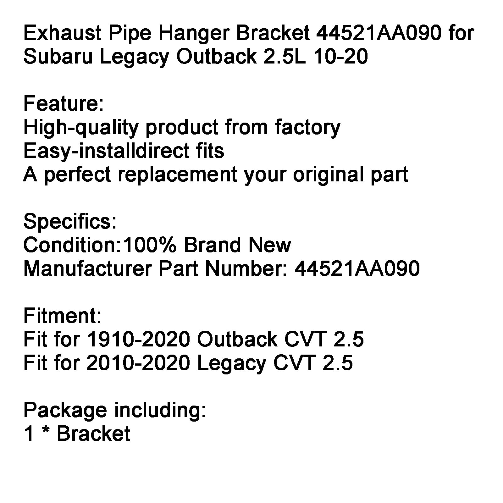 Support de suspension de tuyau d'échappement Outback CVT 1910 – 2020 2.5 44521AA090