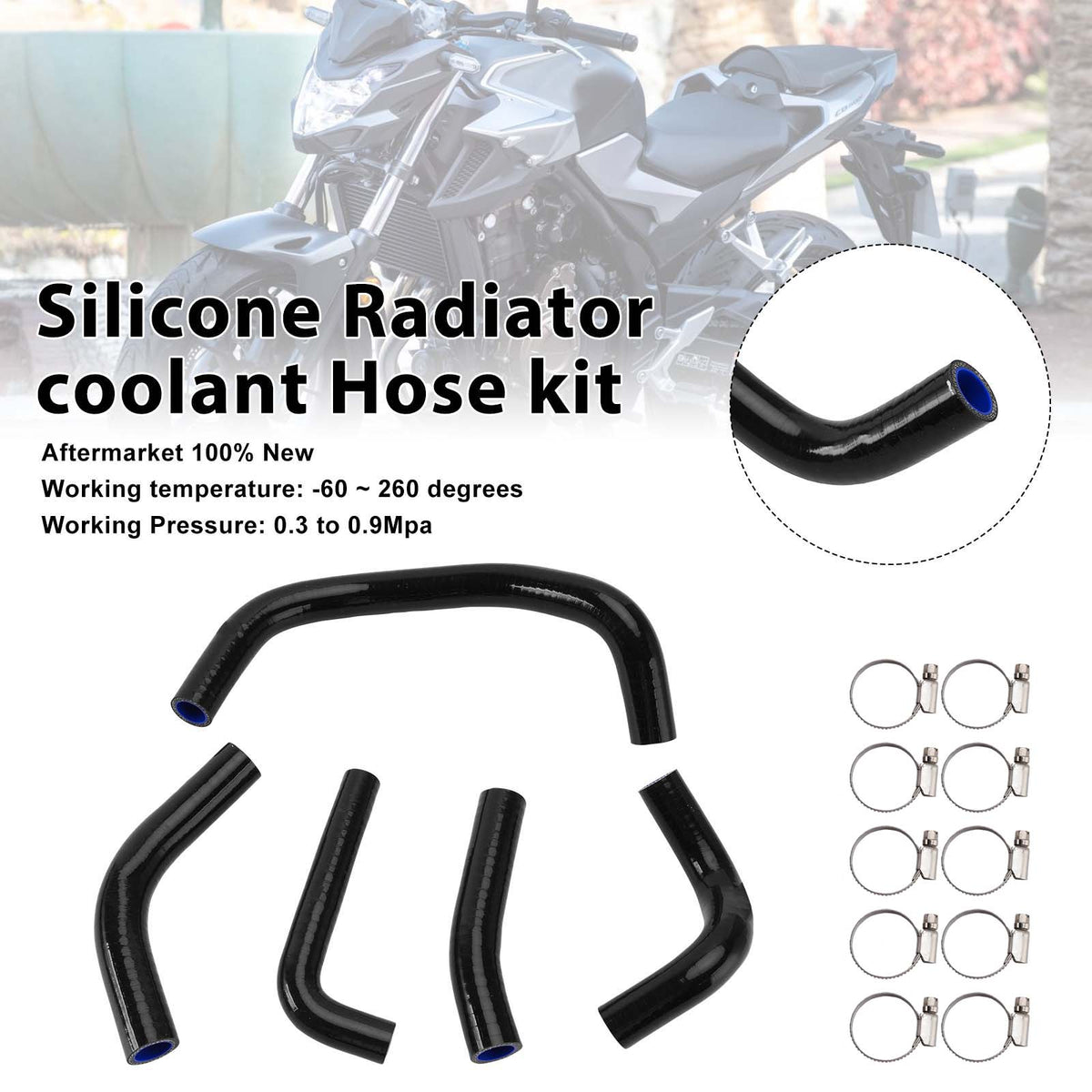 2026- Honda CB500SF Silicone Radiator coolant Hose kit Black Generic