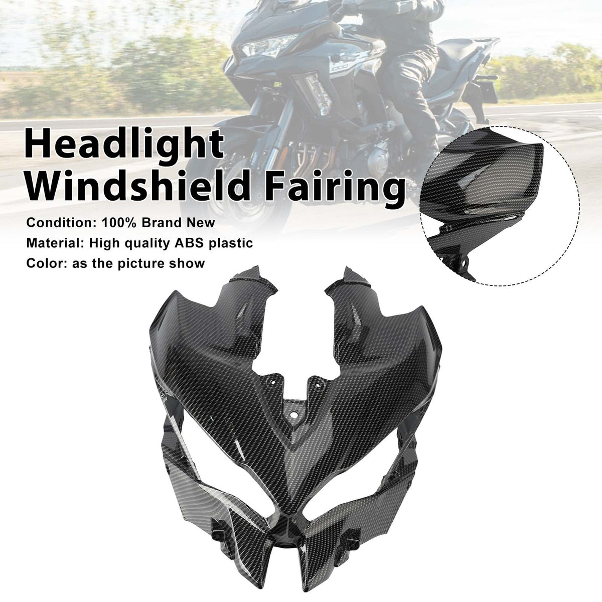 2019-2024 Kawasaki Versys 1000 Headlight Windshield Cover Fairing Carbon Generic