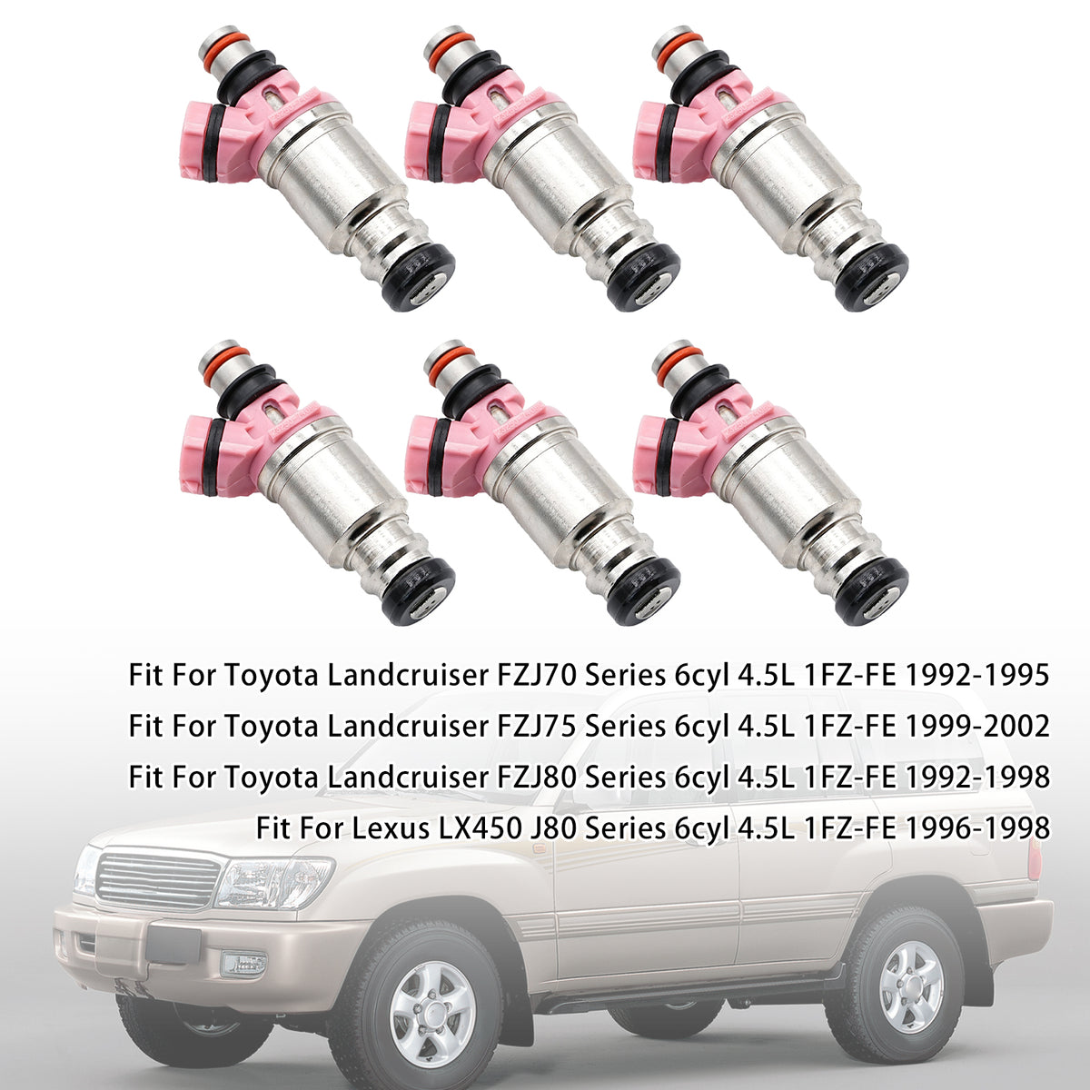 1996-1998 Lexus LX450 J80 Series 6cyl 4.5L 1FZ-FE 6Pcs Fuel Injector 23250-74080 23209-74080 Generic