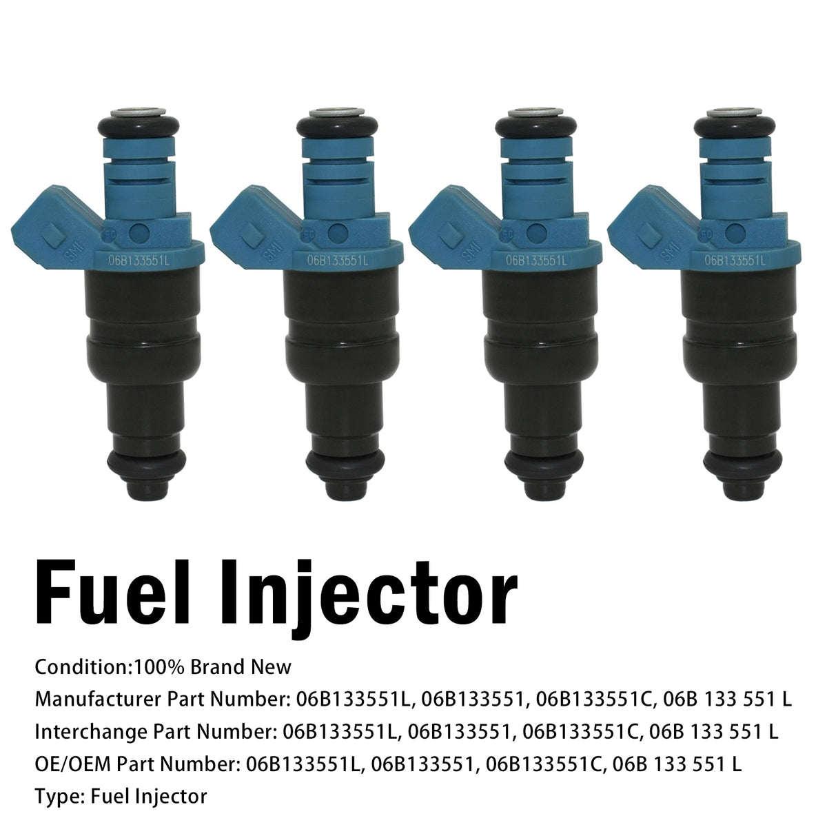 1993-1994 Audi 80 (8C2) 1.6 E 4Pcs Fuel Injector 06B133551L 06B133551 Generic