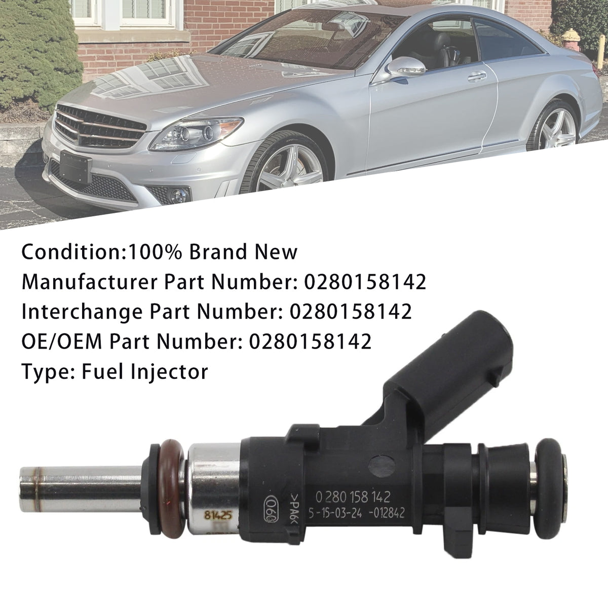 2010-2012 Mercedes-Benz SL63 1Pcs Fuel Injector 0280158142 Generic