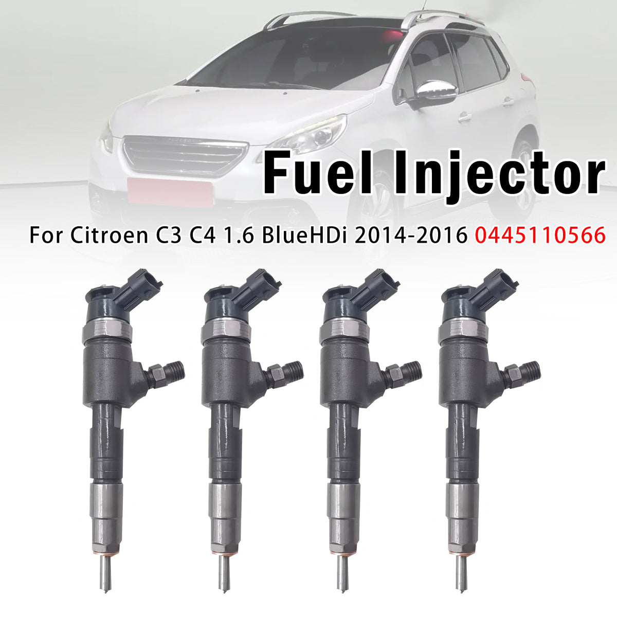 2016-2018 Peugeot 5008 II 1.6 BlueHDi 4Pcs Fuel Injector 0445110566 9802776680 Generic