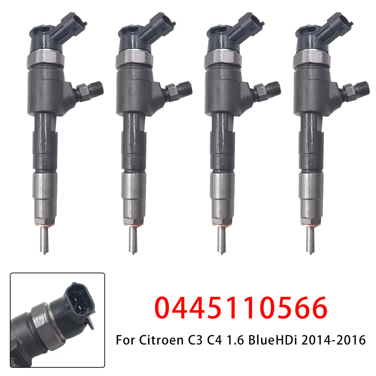 2015-2018 Peugeot 208 1.6 BlueHDi 4Pcs Fuel Injector 0445110566 9802776680 Generic