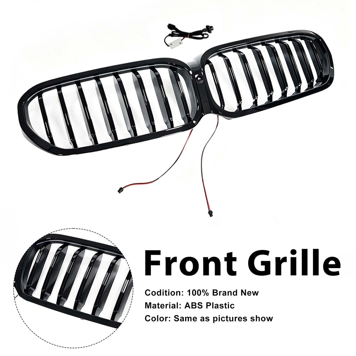 2021-2024 BMW 5 Series G30 G31 G38 With Camera Hole Front Kidney Grill Grille W/LED Grille-360-AE Generic