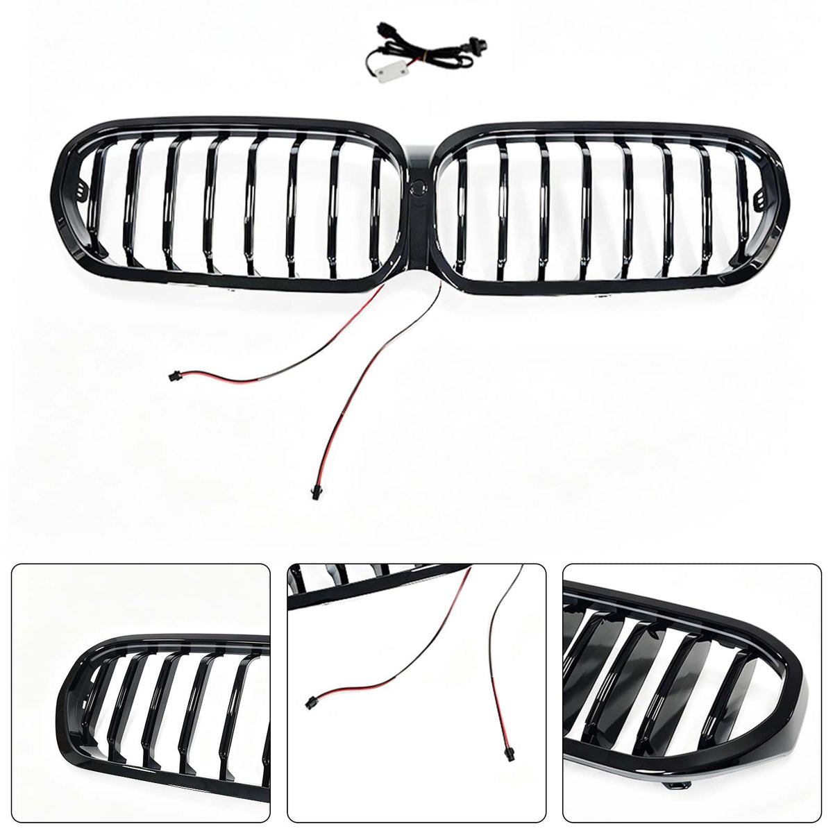 2021-2024 BMW 5 Series G30 G31 G38 With Camera Hole Front Kidney Grill Grille W/LED Grille-360-AE Generic