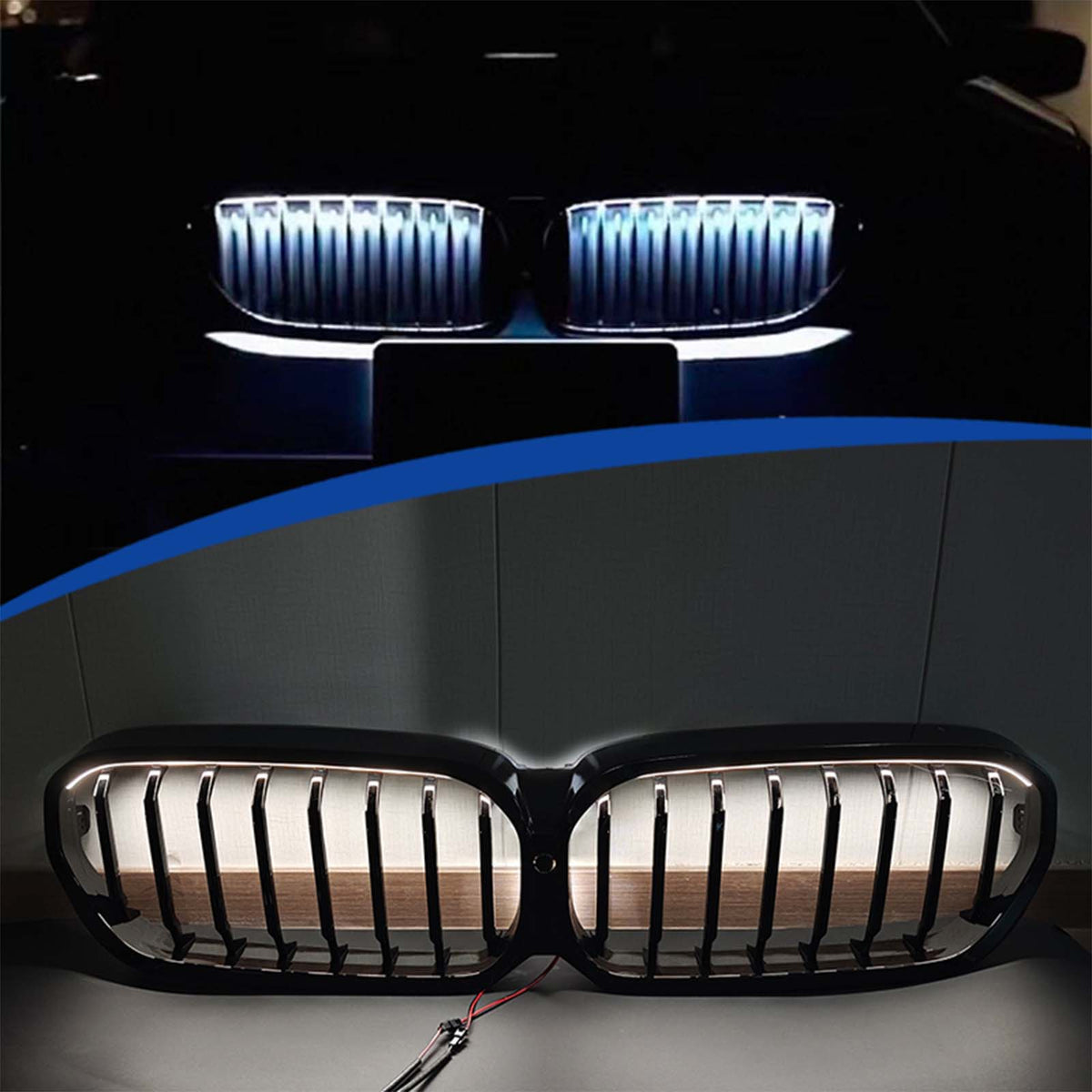 2021-2024 BMW 5 Series G30 G31 G38 With Camera Hole Front Kidney Grill Grille W/LED Grille-360-AE Generic