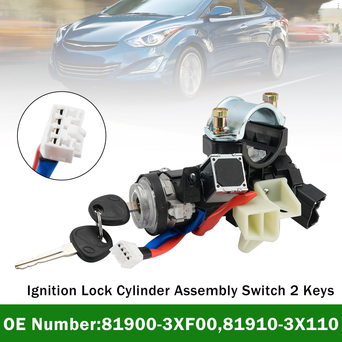 2011-2016 Elantra Ignition Lock Cylinder Assembly Switch 2 Keys 81900-3XF00 81910-3X110 Generic