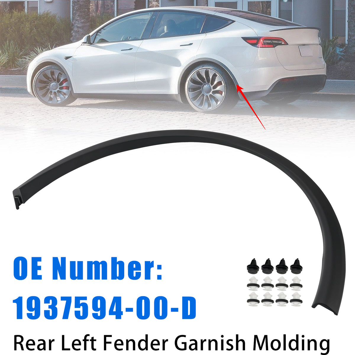 2025-2026 Tesla Model Y Rear Left Fender Garnish Molding 1937594-00-D Generic