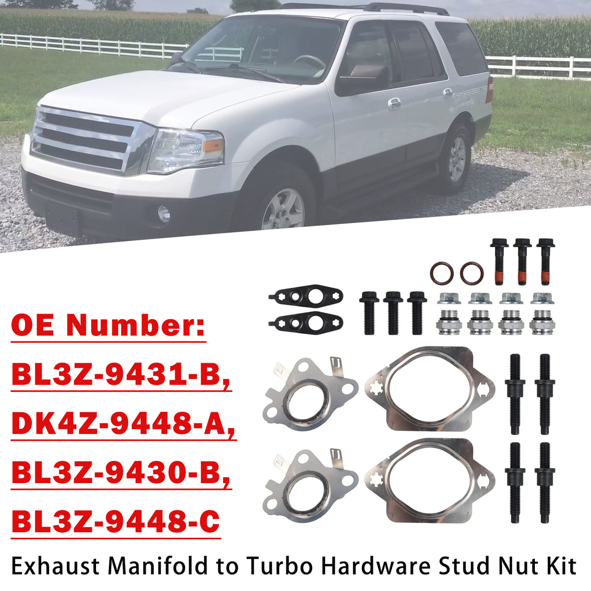 2011-2014 Lincoln Mark LT (3.5L EcoBoost) Exhaust Manifold to Turbo Hardware Stud Nut Kit BL3Z-9431-B DK4Z-9448-A Generic