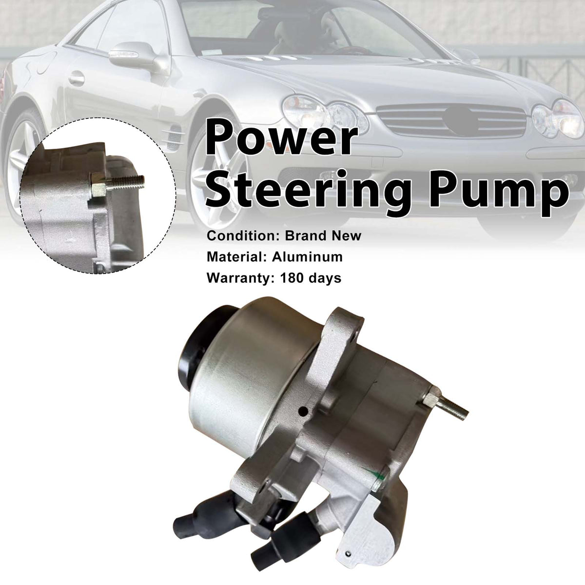 2002-2012 Mercedes Benz SL-Class R230 SL55 (M113 Pre-Facelift V8) ABC Hydraulic Power Steering Pump A0034665001 A0034662701 Generic