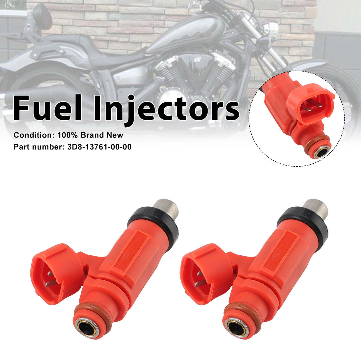 2009 Yamaha V STAR 1300 TOURER XVS13CTYR Intake 1 2PC Fuel Injectors 3D8-13761-00-00 Generic