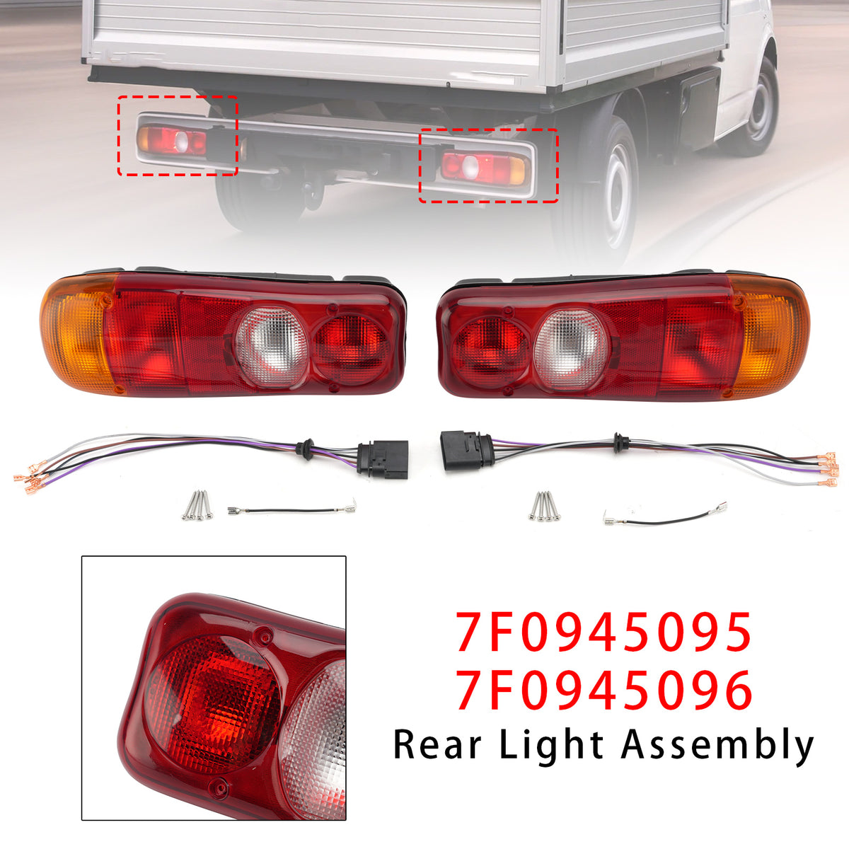 VW T5 Pritsche Pair Left+Right Rear Taillight 7F0945095 7F0945096 Generic