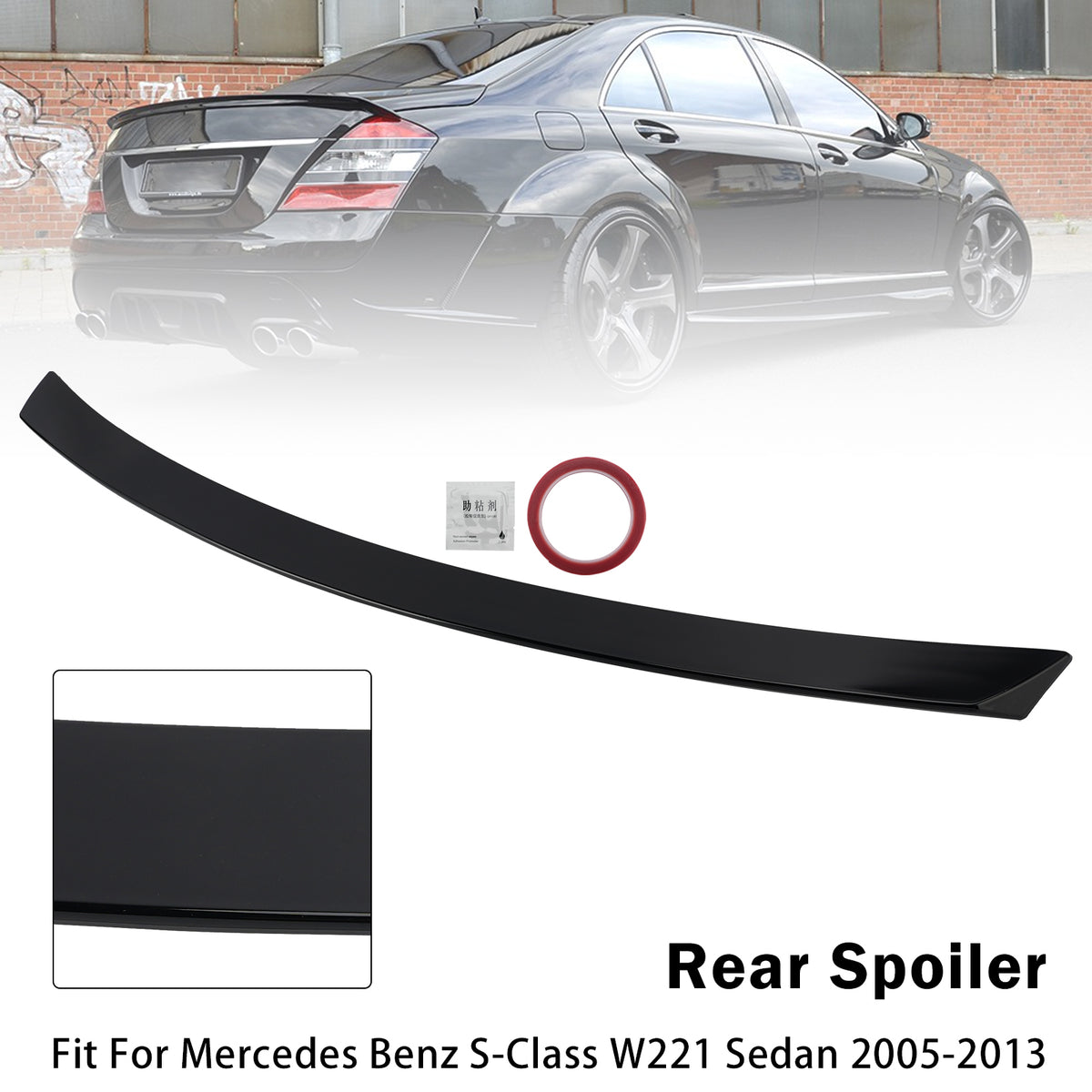 2005-2013 Mercedes Benz S-Class W221 Sedan Gloss Black Rear Boot Spoiler Generic