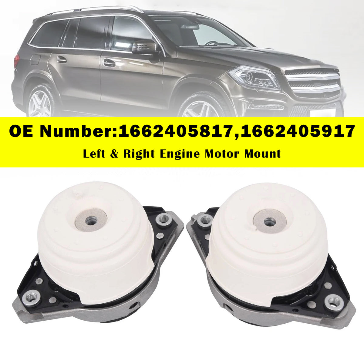 2016-2019 Mercedes-Benz GLE 400 4Matic, 3.0L V6-Gas Left & Right Engine Motor Mount 1662405817 1662405917 Generic