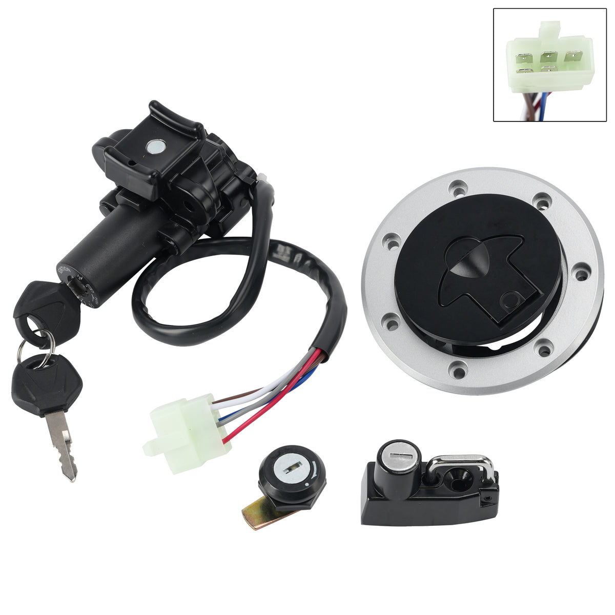 Ignition Switch Fuel Cap Helmet Lock Set For Kawasaki ZZR600 ZZ-R600 1993-2004