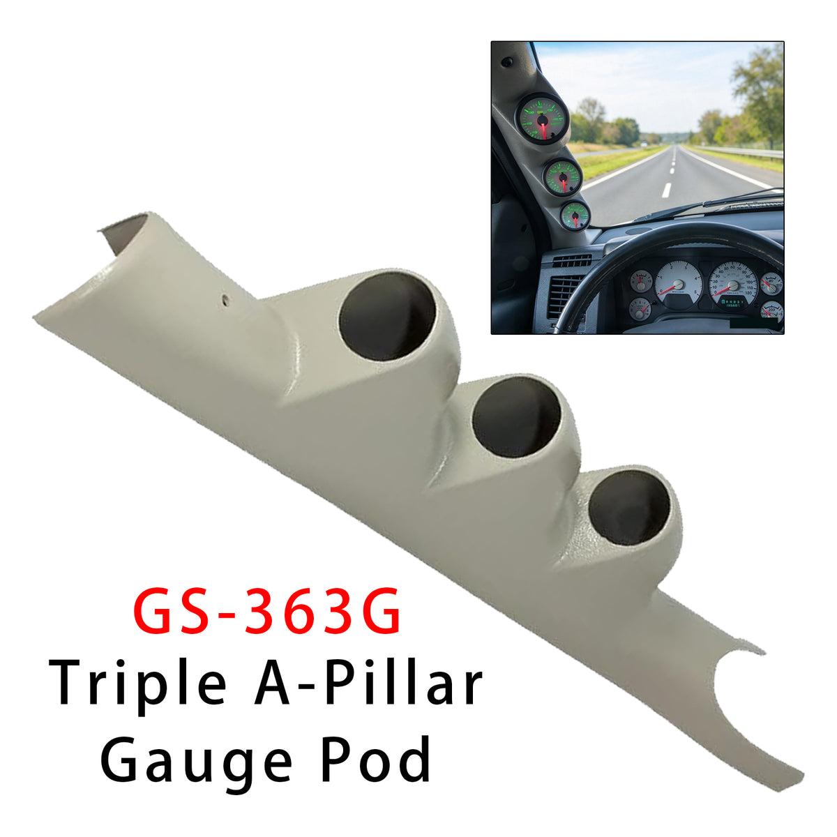 2002-2008 Dodge Ram 1500 Taupe Triple Pillar Gauge Pod GS-363G GS-63G Generic
