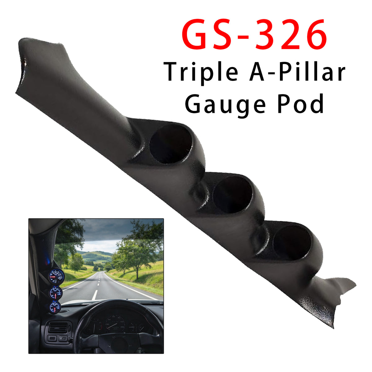 2002-2007 Subaru Impreza WRX STI Black Triple Pillar Gauge Pod GS-326 Generic