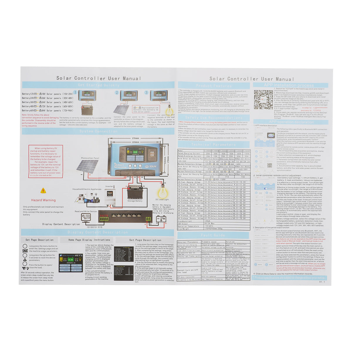 100A MPPT Solar Controller Multi-language Color Screen MPPT Solar Controller