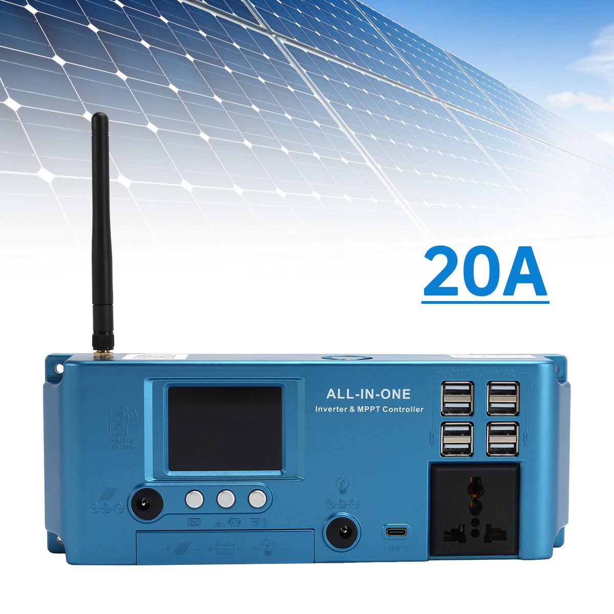 20A MPPT Off Grid Inverter Charger Combo MPPT Controller 12V/24V APP Control