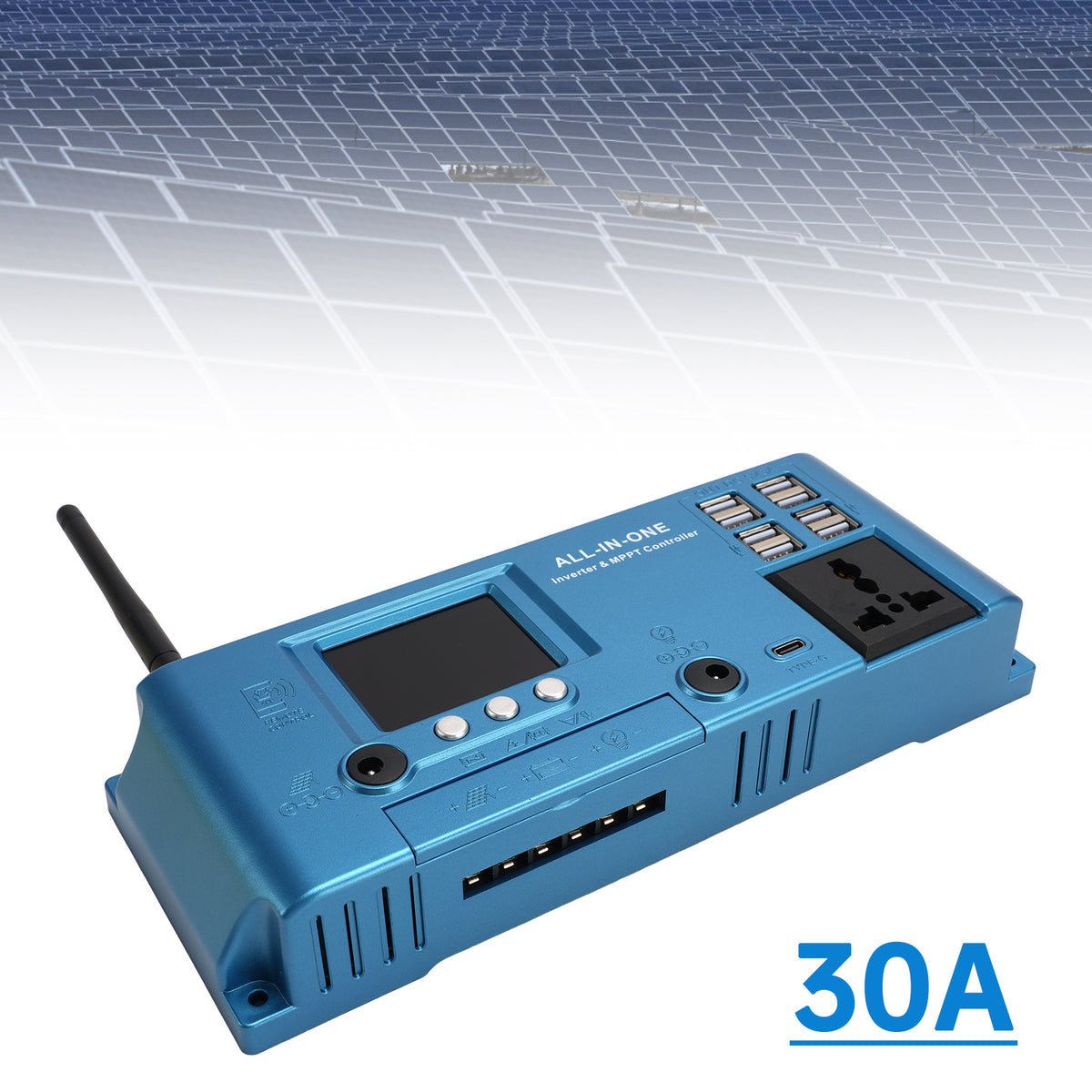 30A MPPT Off Grid Inverter Charger Combo MPPT Controller 12V/24V APP Control